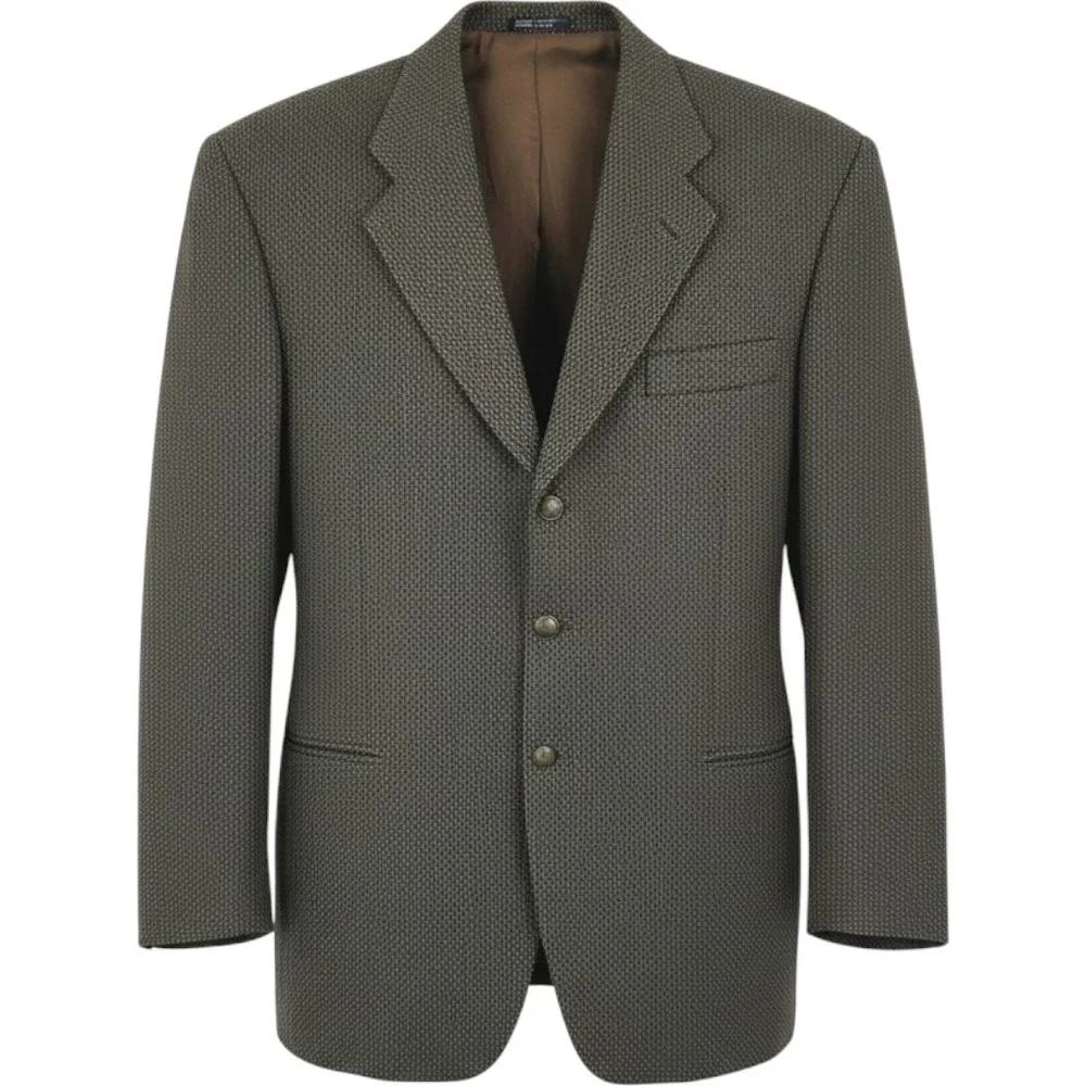 Mens Vtg Blazer Brown Olive Wool Micro Pattern Italian‎ Sport Coat 50L Galliani